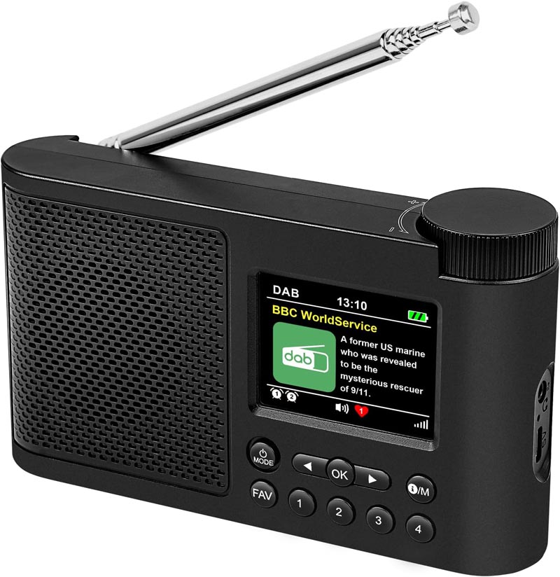 DAB Portable Digital Radio Rechargeable Battery or Mains Powered Small FM Radio with Bluetooth Alarm Clock Sleep Timer
